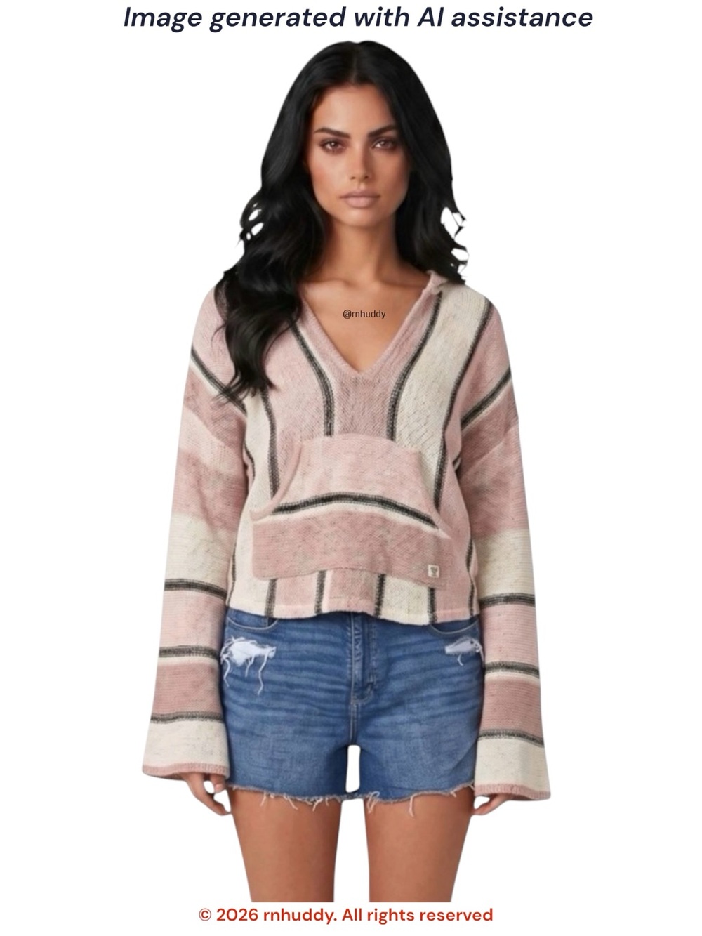 Billabong M Baja beach multi striped beige hooded sweater